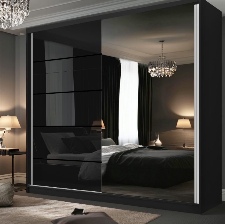 Armadio scorrevole SERENITY 200 cm nero lucido Produttore MGB SERENITY SZP5/0/B/B/0/HIAL