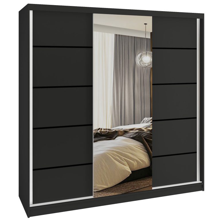 Armadio scorrevole SERENITY 200 cm nero opaco Produttore MT SERENITY SZP5/0/B/B/0/HIAL
