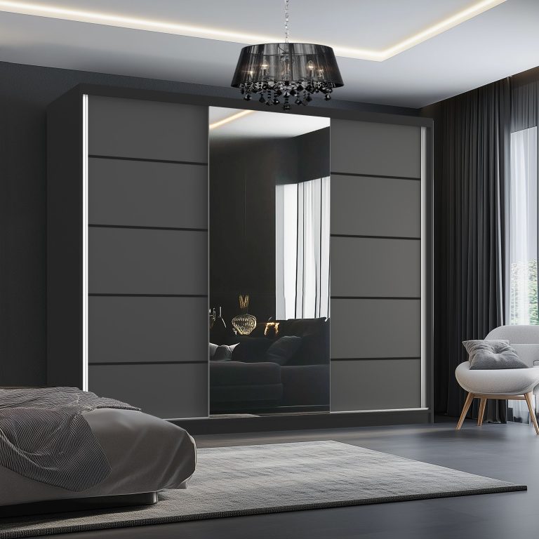 Armadio scorrevole SERENITY  232 cm grigio opaco Produttore MBP SERENITY SZP8/0/B/SR/0/HIAL