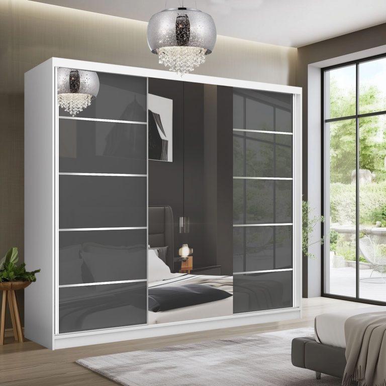Armadio scorrevole SERENITY 232 cm grigio lucido Produttore MGB SERENITY SZP8/0/W/S/0/HIAL