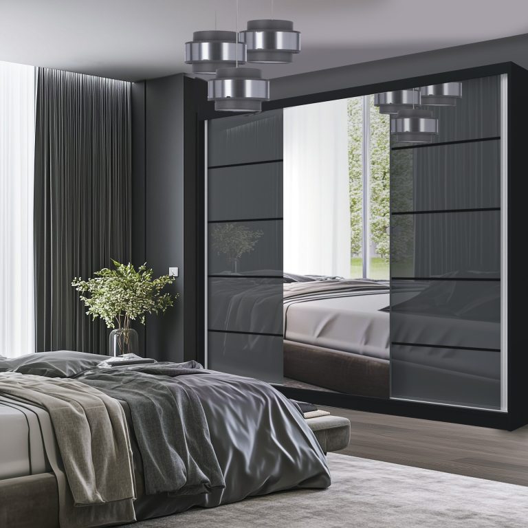 Armadio scorrevole SERENITY 232 cm grigio lucido Produttore MGB SERENITY SZP8/0/B/S/0/HIAL