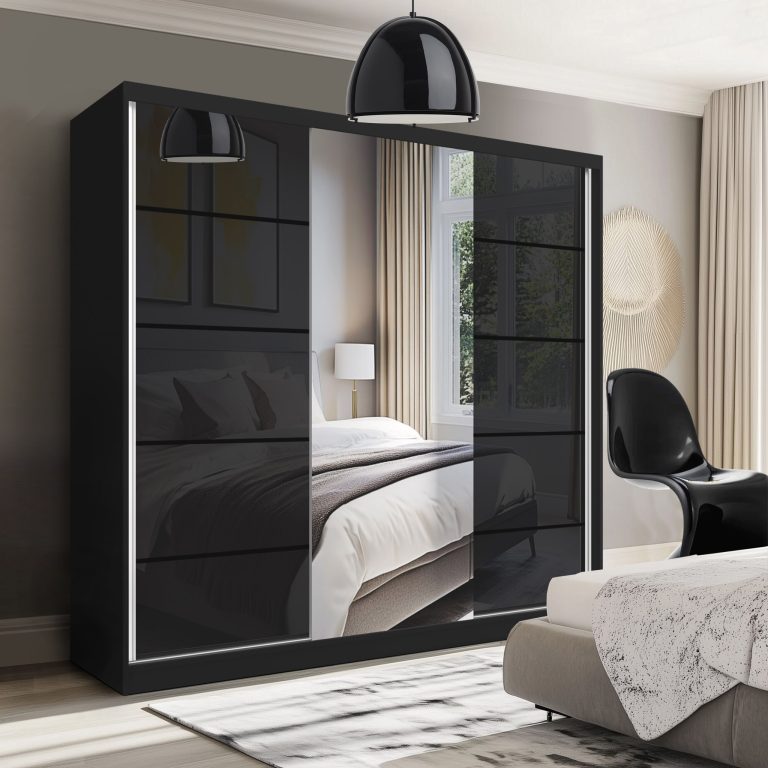 Armadio scorrevole SERENITY 200 cm nero lucido Produttore MTG SERENITY SZP5/0/B/B/0/HIAL