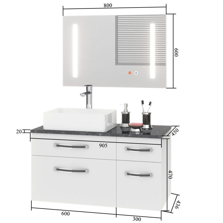 Set di mobili da bagno Euphoria EUP P 90P/0/W/0/BK/MB