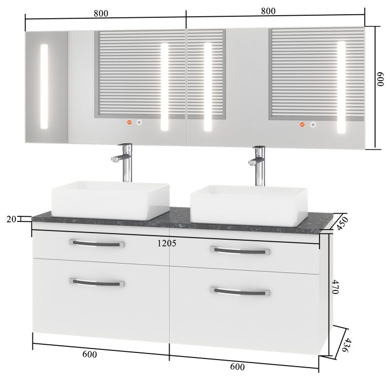Set di mobili da bagno Euphoria EUP P 120D/0/W/0/BK/MB