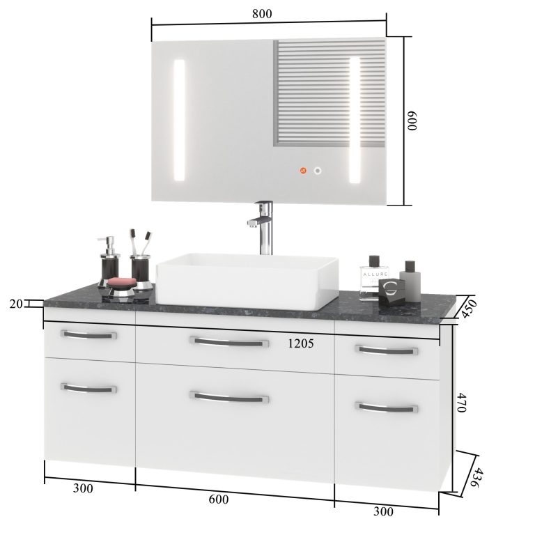 Set di mobili da bagno Euphoria EUP P 120/0/W/0/BK/MB