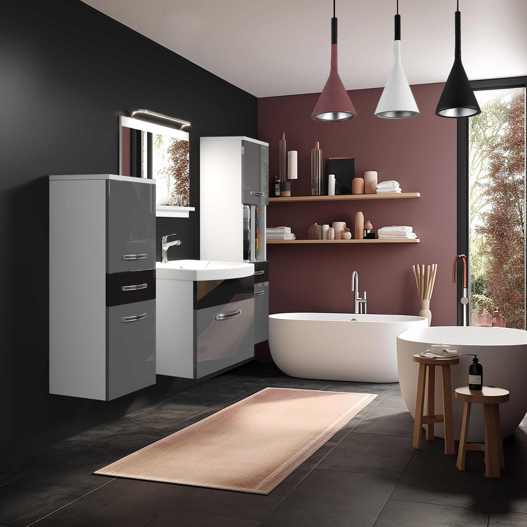 Arredamento elegante in un bagno moderno
