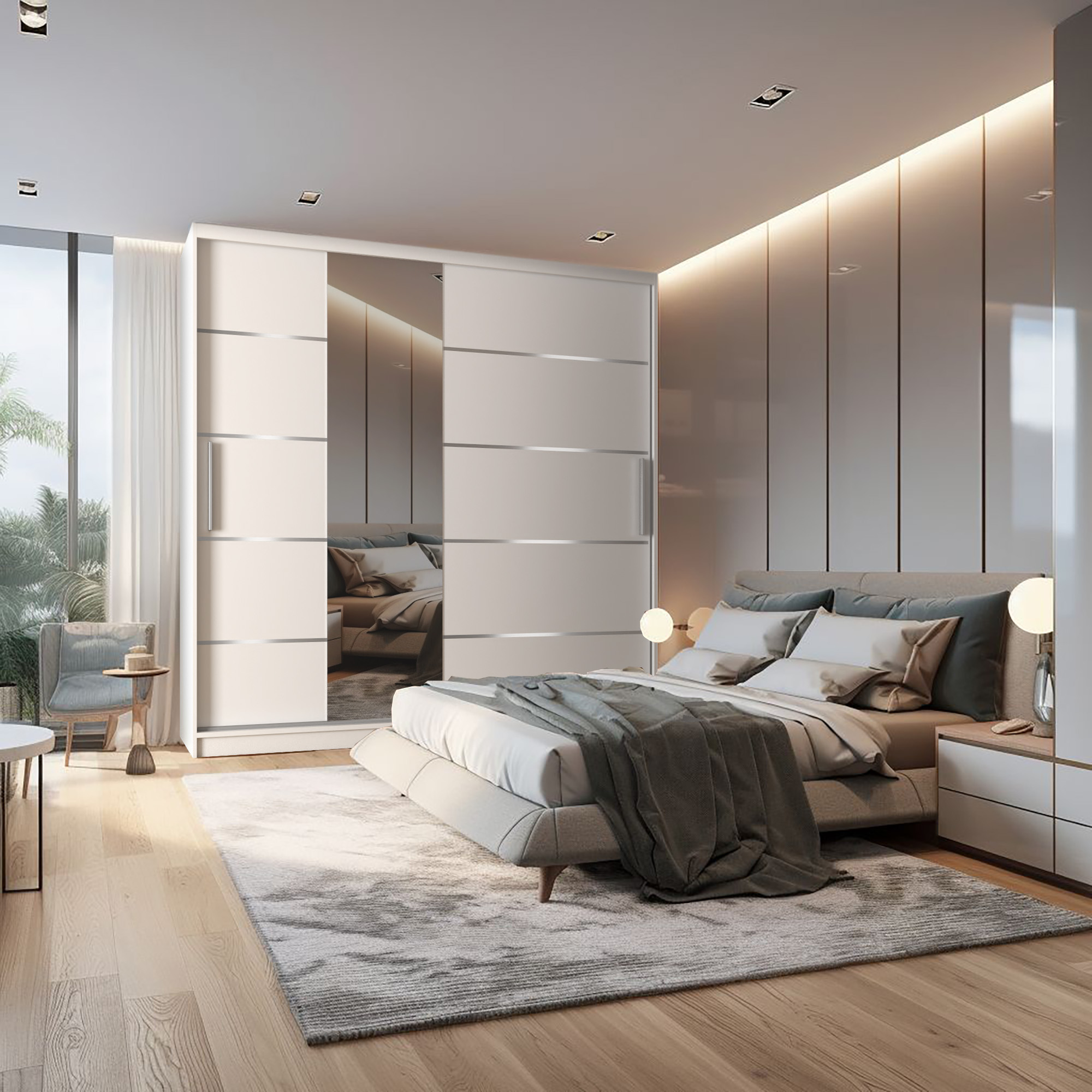 Elegante camera da letto con armadio integrato