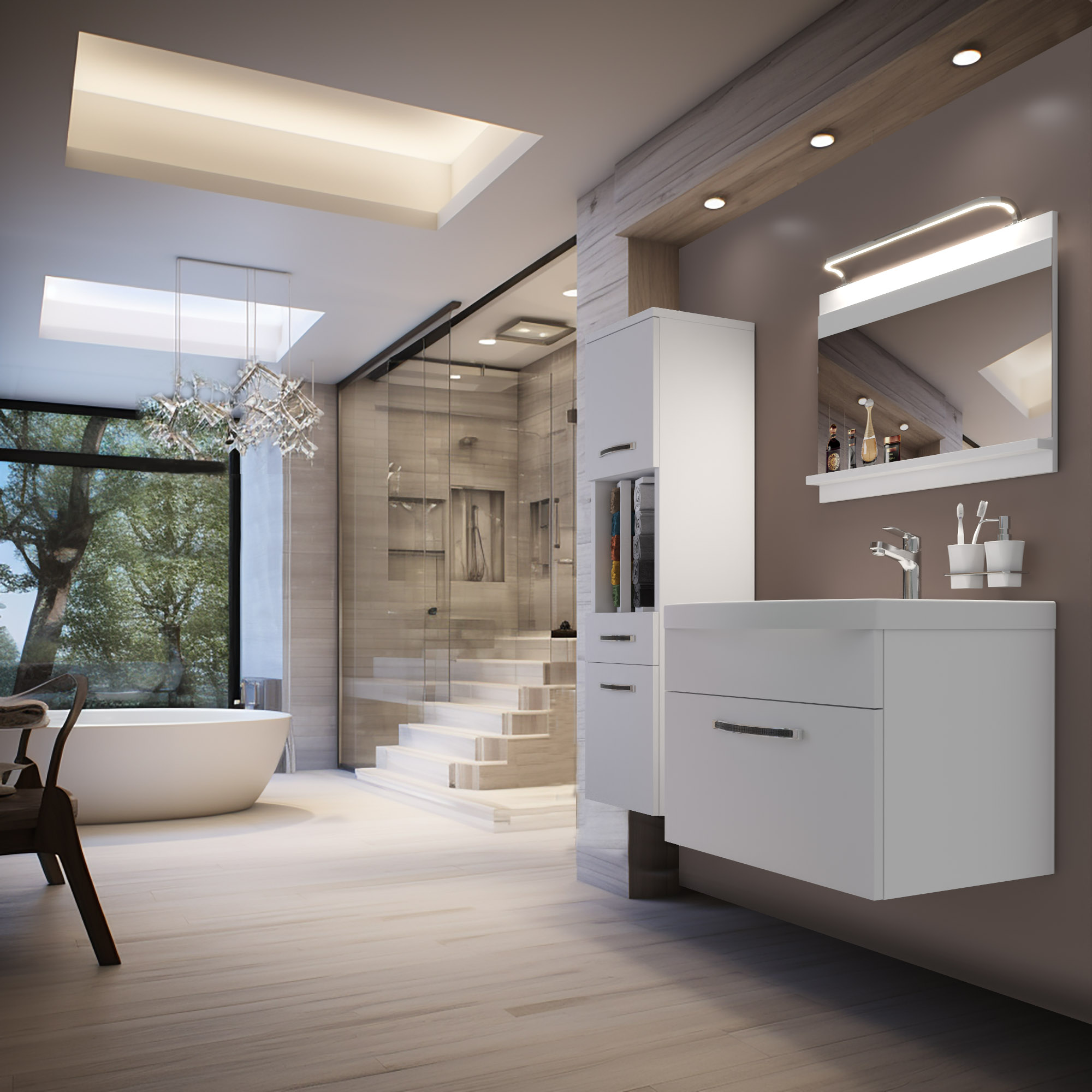 Bagno elegante con doccia e vasca indipendente