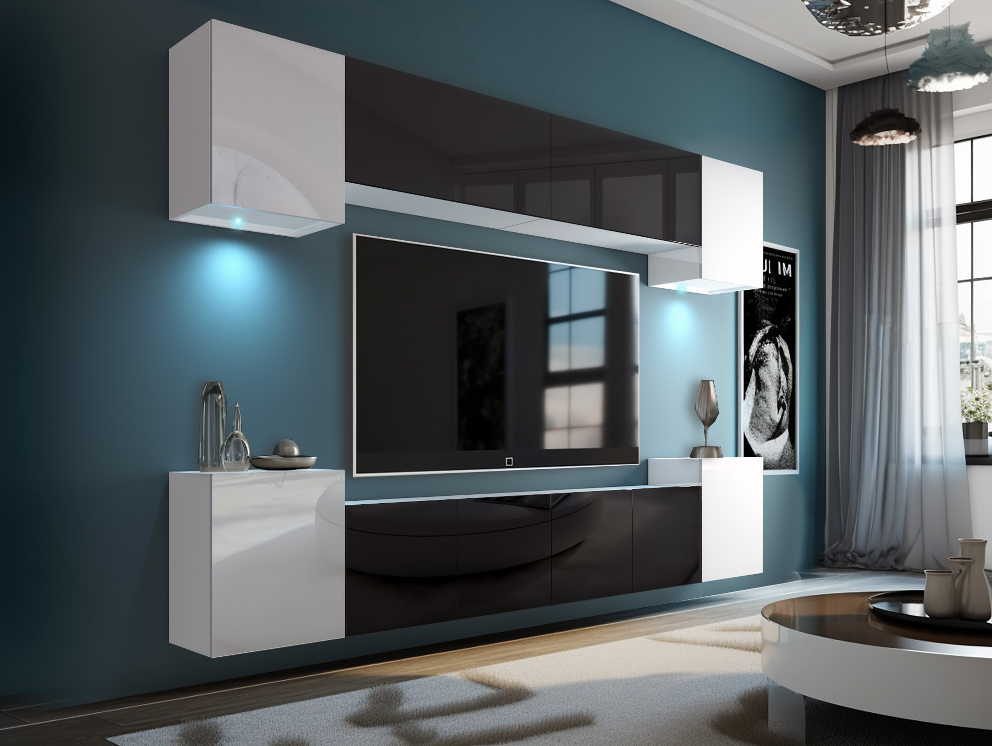 Mobili da salotto con decorazioni moderne
