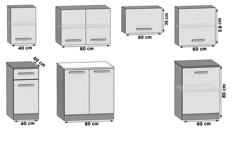 Mobili da cucina 240 cm bianchi opachi con piano di lavoro Produttore TOR UNIQA3/3/WT/WT/0/E