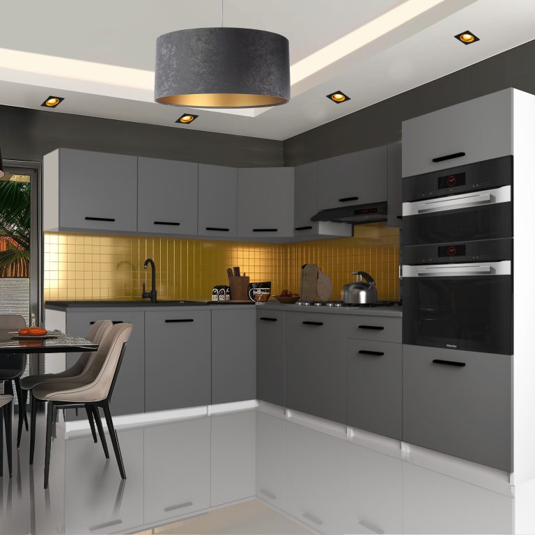 Mobili da cucina 420 cm grigio antracite grafite senza piano di lavoro Produttore TOR UNIQAGRANDE/4/WT/SR/BB/B1