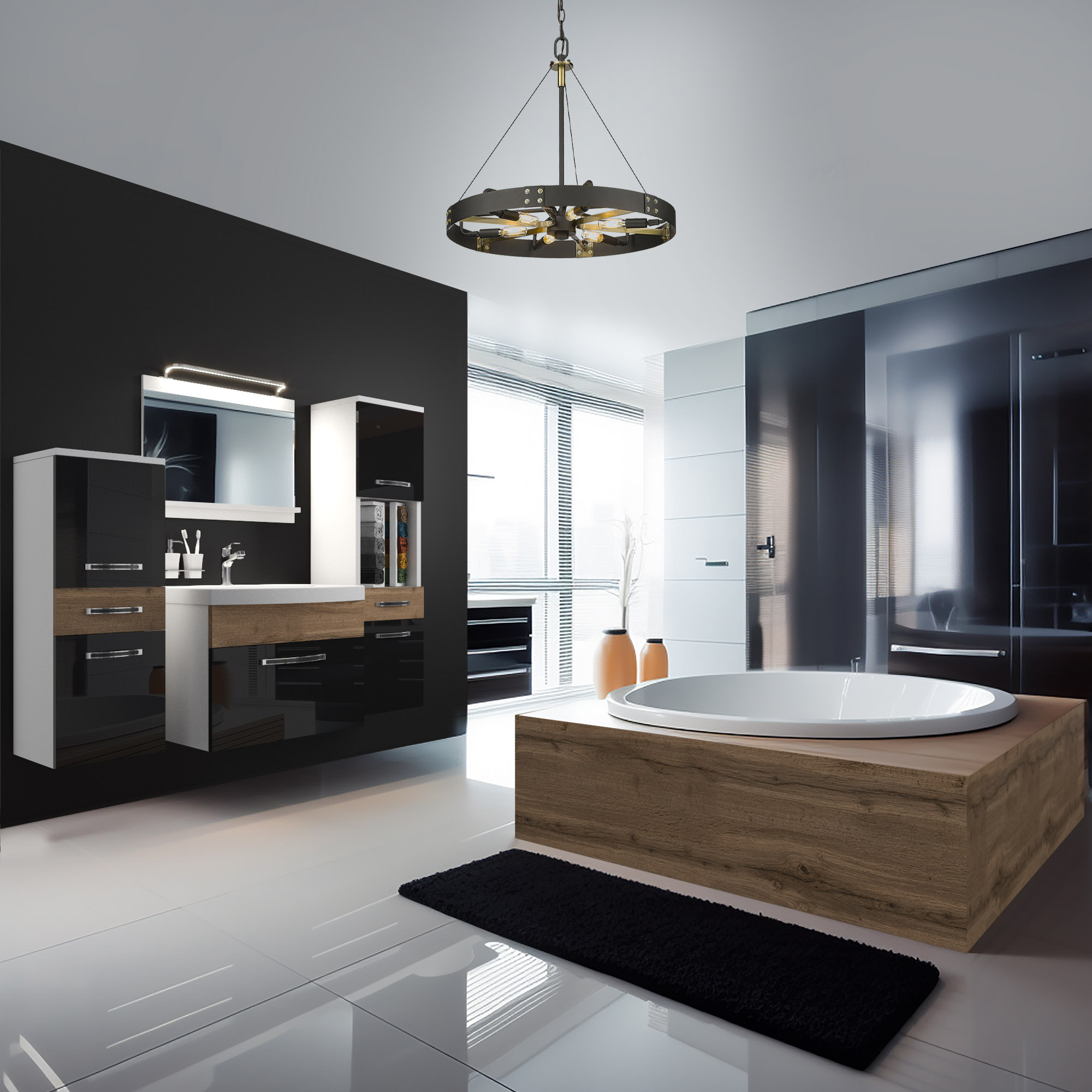 Vasca da bagno moderna in un elegante bagno