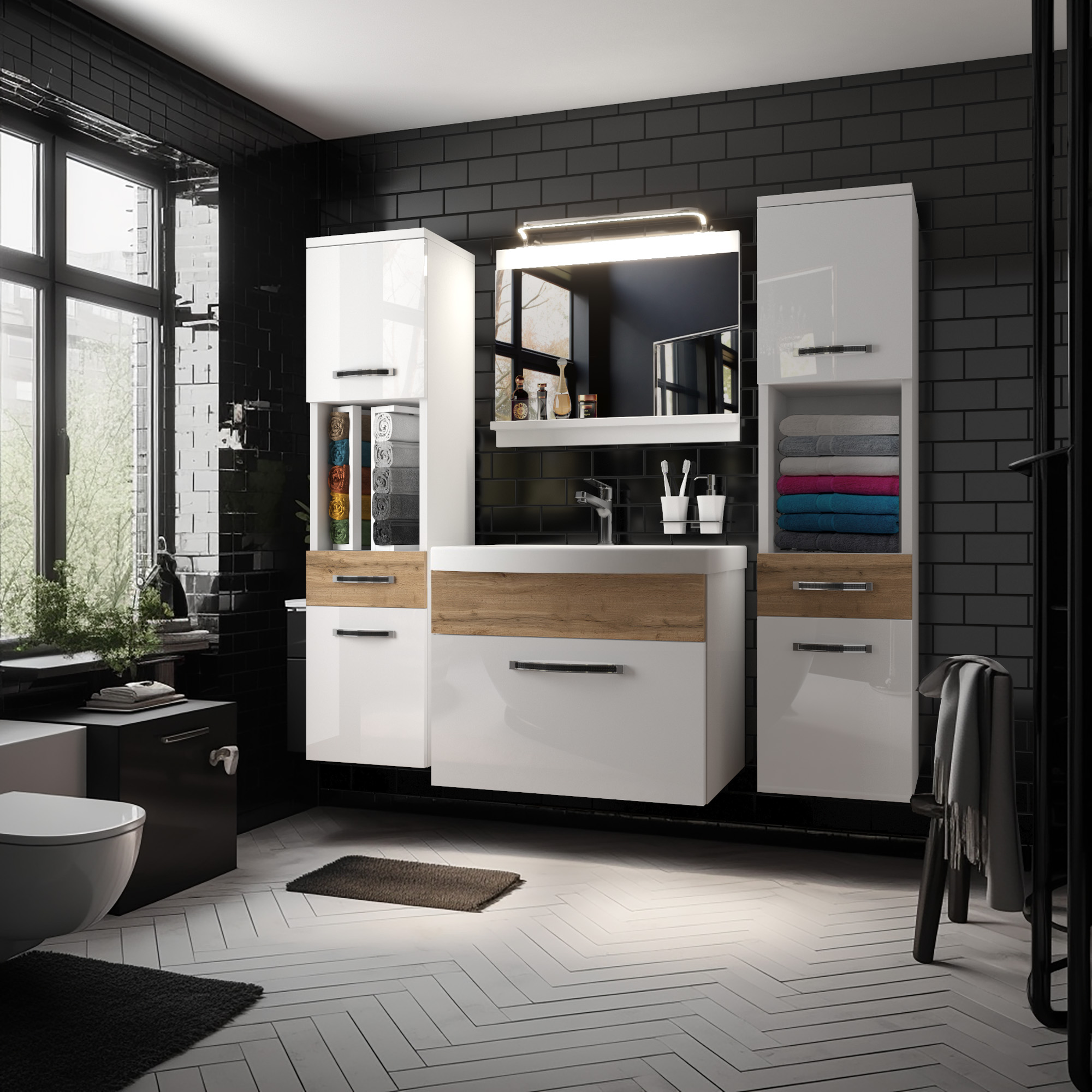 Visualizzazione di un elegante arredamento da bagno