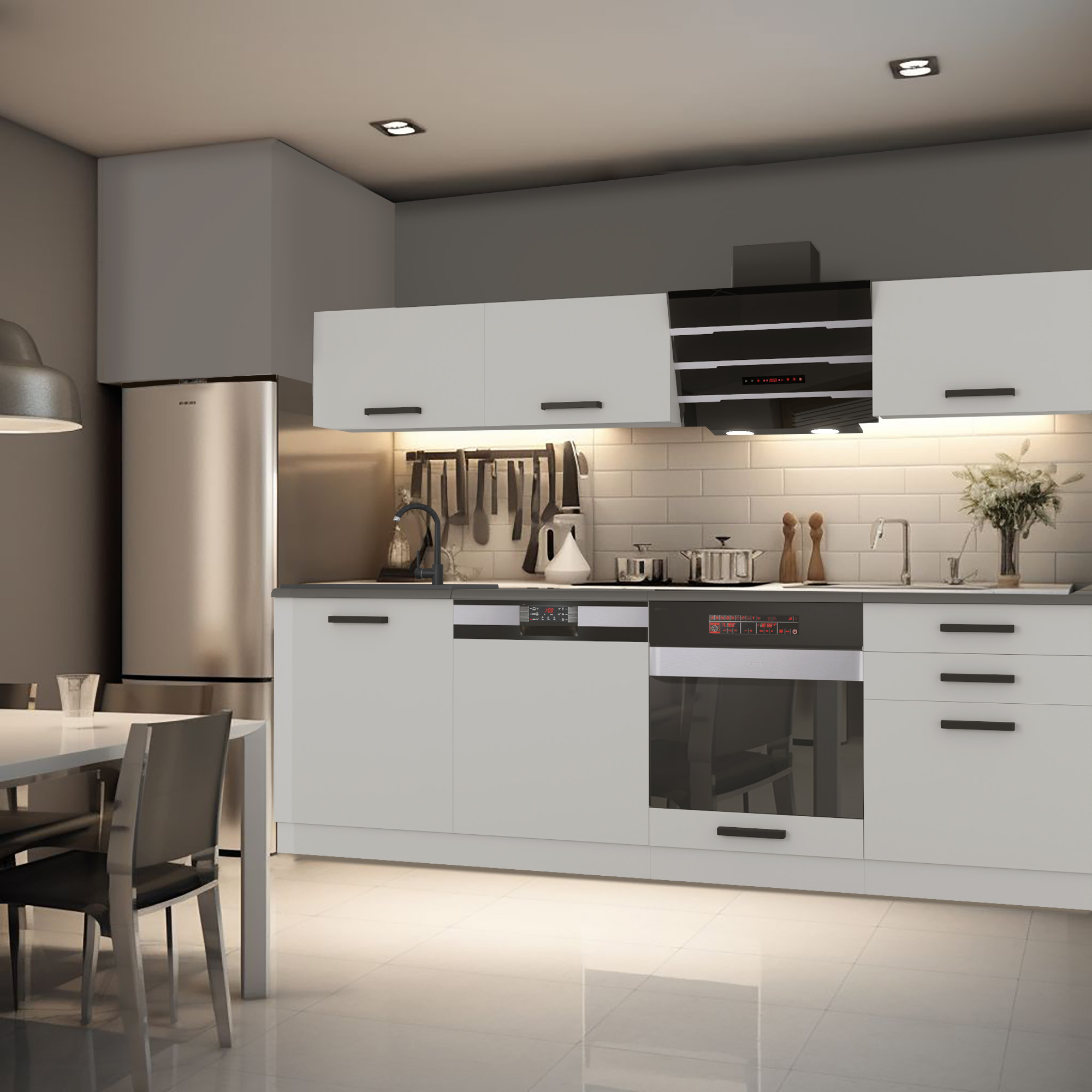 Visualizzazione di una cucina moderna e funzionale