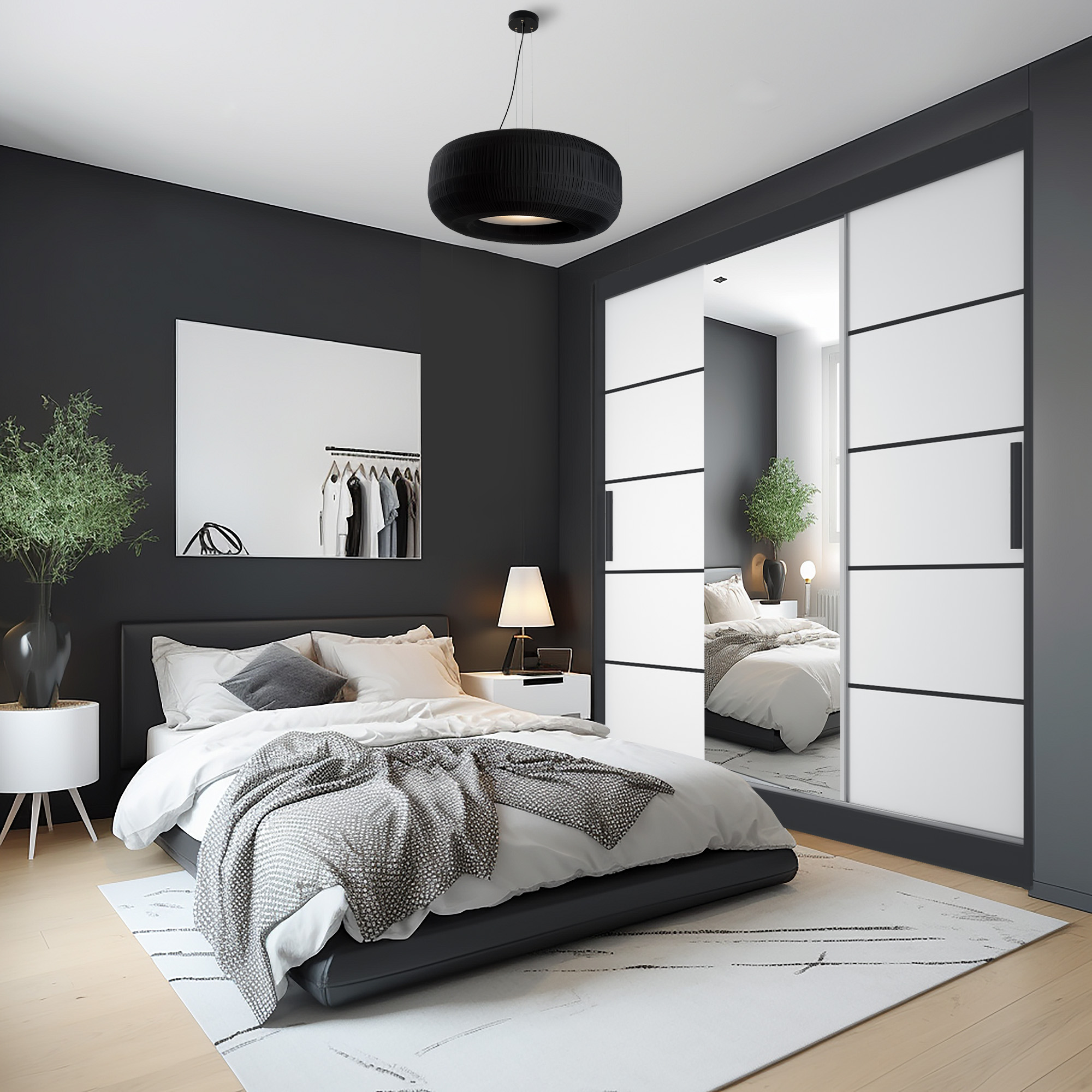 Camera da letto con armadio scorrevole bianco