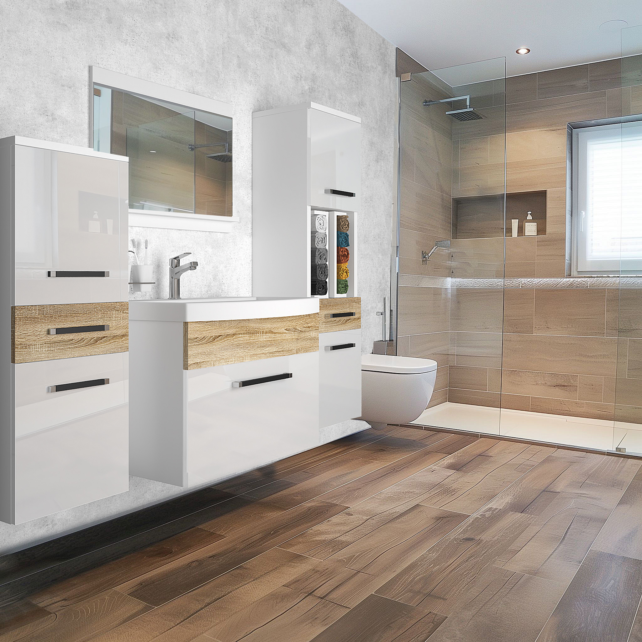 Arredo bagno elegante e funzionale con finiture moderne