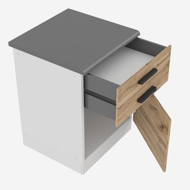 Belini Mobile basso con cassetti Premium Versione completa 60 cm quercia Wotan con piano di lavoro Produttore TOR SDSZ60/0/WT/DW/B/B1/PP







