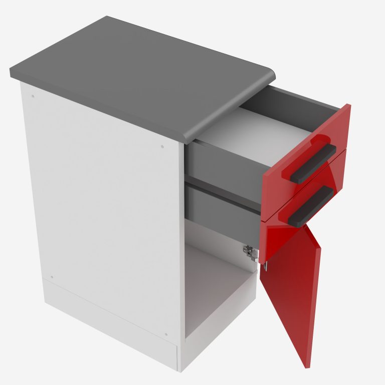 Belini Mobile basso con cassetti Premium Versione completa 40 cm rosso lucido con piano di lavoro Produttore INF SDSZ40/0/WT/R/B/B1/PP






