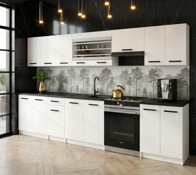 Mobili da cucina 320 cm bianchi opachi con piano di lavoro Produttore TOR JULIA/4/WT/WT/0/B1
