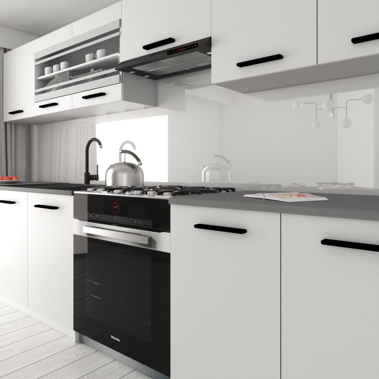 Cucina 260 cm bianco opaco con piano di lavoro – Produttore TOR PRIMO260/3/WT/WT/0/B1