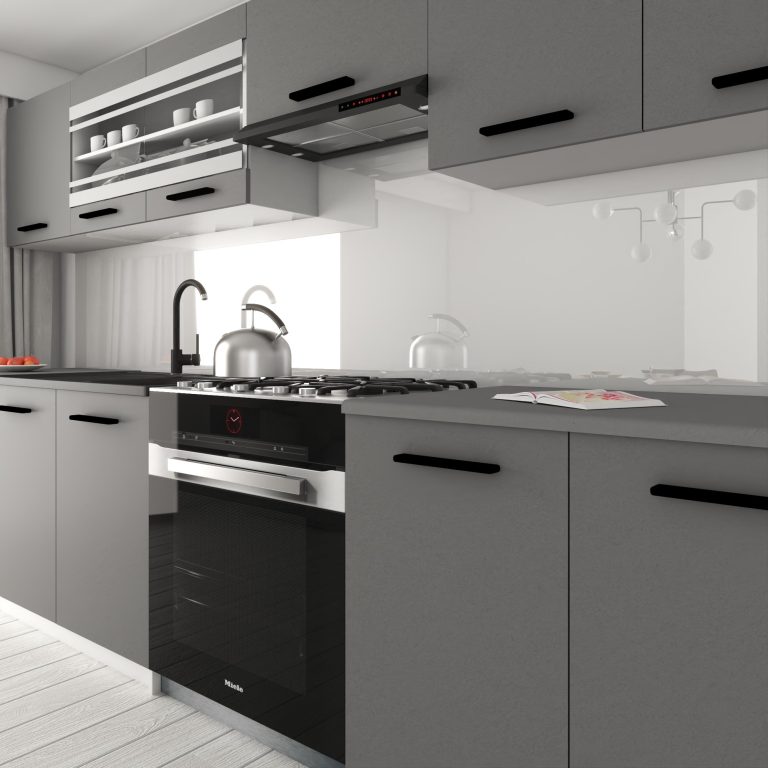 Cucina 260 cm grigio antracite grafite con piano di lavoro – Produttore TOR PRIMO260/3/WT/SR/0/B1