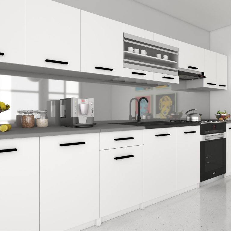 Cucina 320 cm bianco opaco con piano di lavoro – Produttore TOR PRIMO320/4/WT/WT/0/B1