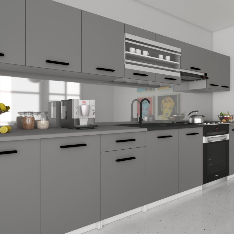 Cucina 320 cm grigio antracite grafite con piano di lavoro – Produttore TOR PRIMO320/4/WT/SR/0/B1