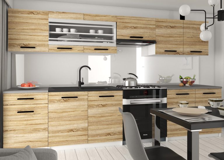 Cucina 260 cm rovere wotan / rovere sonoma con piano di lavoro – Produttore TOR PRIMO260/3/WT/DS/0/B1