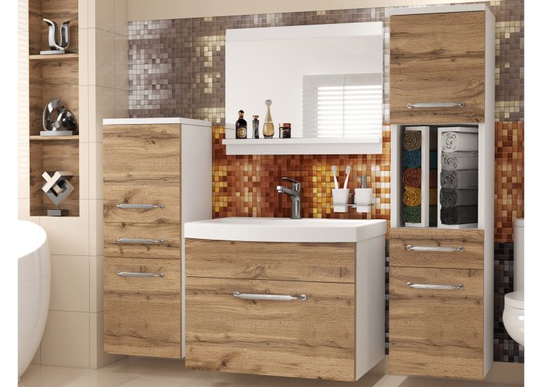 Mobile da bagno con lavabo e specchio rovere wotan – Produttore ROD PRIMO M 5/0/W/DW/0/ZINC