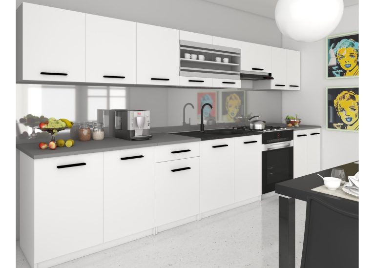 Cucina 320 cm bianco opaco con piano di lavoro – Produttore TOR PRIMO320/4/WT/WT/0/B1