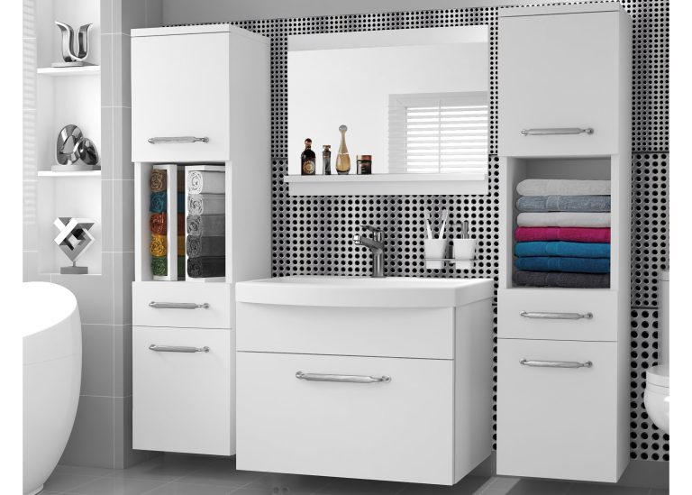 Mobile da bagno con lavabo e specchio bianco opaco – Produttore ROD PRIMO M 6/0/W/W/0/ZINC