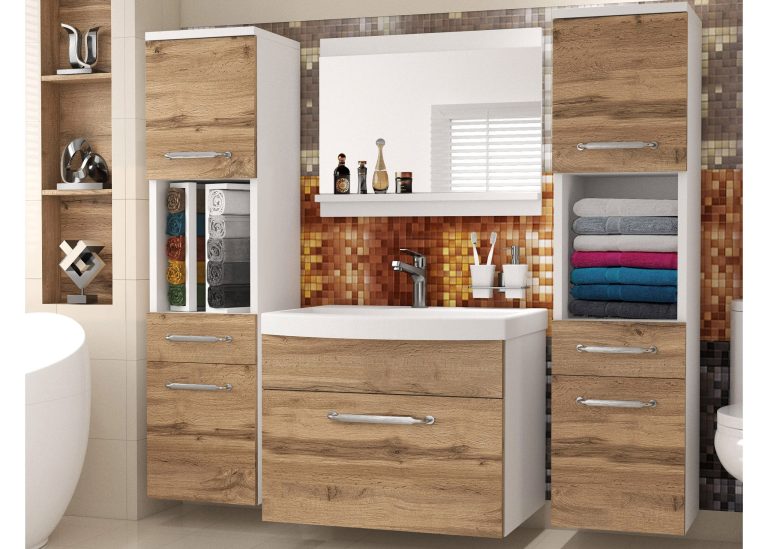 Mobile da bagno con lavabo e specchio rovere wotan / rovere sonoma – Produttore ROD PRIMO M 6/0/W/DW/0/ZINC