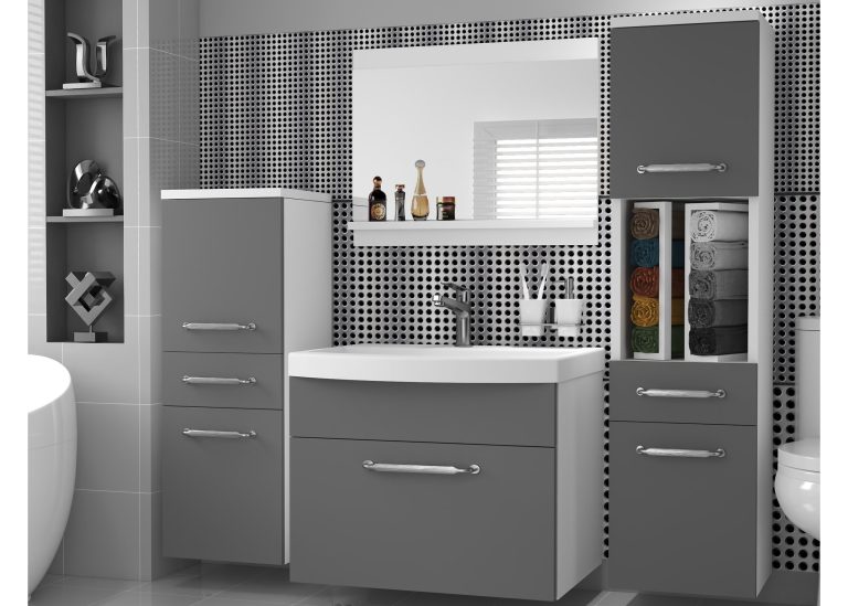 Mobile da bagno con lavabo e specchio grigio antracite grafite – Produttore ROD PRIMO M 5/0/W/SR/0/ZINC