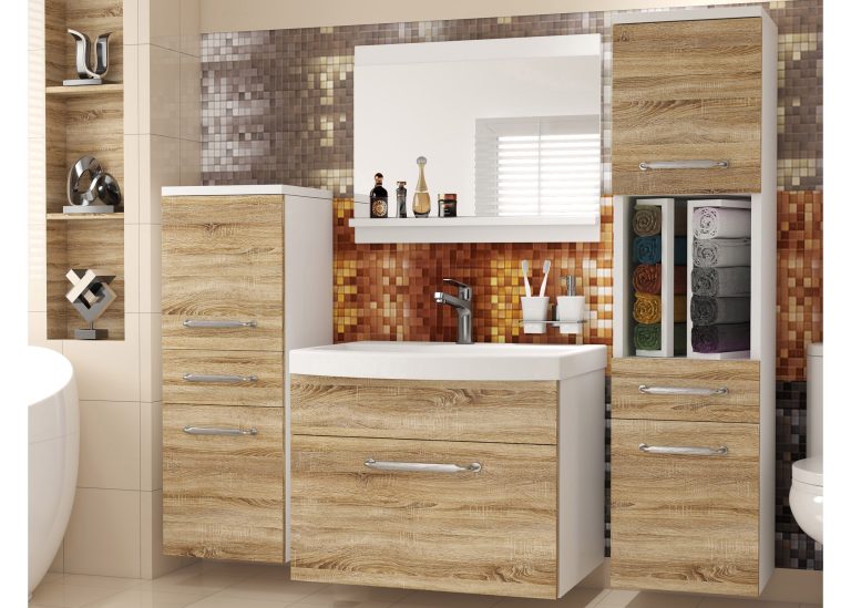 Mobile da bagno con lavabo e specchio rovere sonoma – Produttore ROD PRIMO M 5/0/W/DS/0/ZINC