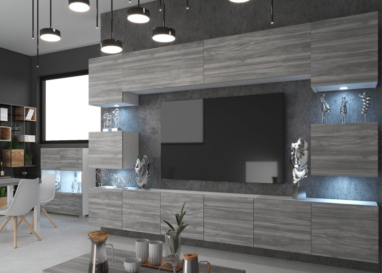 Parete attrezzata 300 cm TV grigio antracite grafite – Produttore IMP PRIMO 3/5/W/GW1/0/0