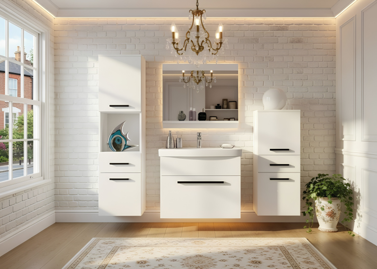 Mobili da bagno Belini bianco opaco + lavabo + specchio Produttore ROD M 5/0/W/W/0/ZW