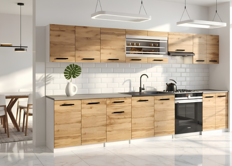 Mobili da cucina 320 cm in rovere Wotan rovere Sonoma con piano di lavoro Produttore TOR JULIA/4/WT/DW/0/B1