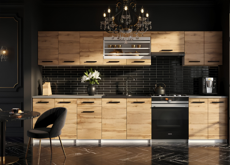 Mobili da cucina 320 cm in rovere Wotan rovere Sonoma con piano di lavoro Produttore TOR JULIA/4/WT/DW/0/B1