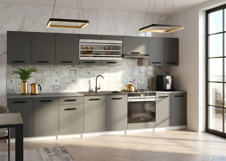 Mobili da cucina 320 cm grigio antracite grafite con piano di lavoro Produttore TOR JULIA/4/WT/SR/0/B1