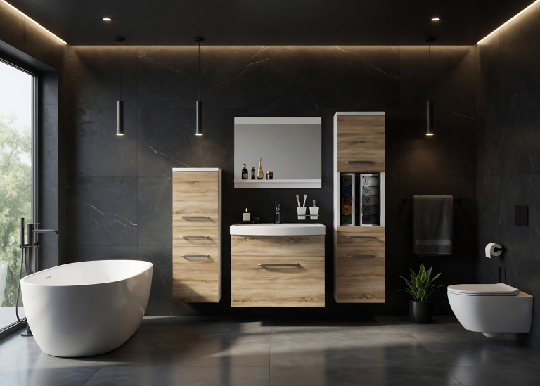 Mobile da bagno con lavabo e specchio rovere sonoma – Produttore ROD PRIMO M 5/0/W/DS/0/ZINC
