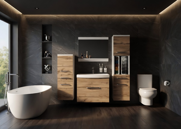 Mobile da bagno con lavabo e specchio rovere wotan – Produttore ROD PRIMO M 5/0/W/DW/0/ZINC