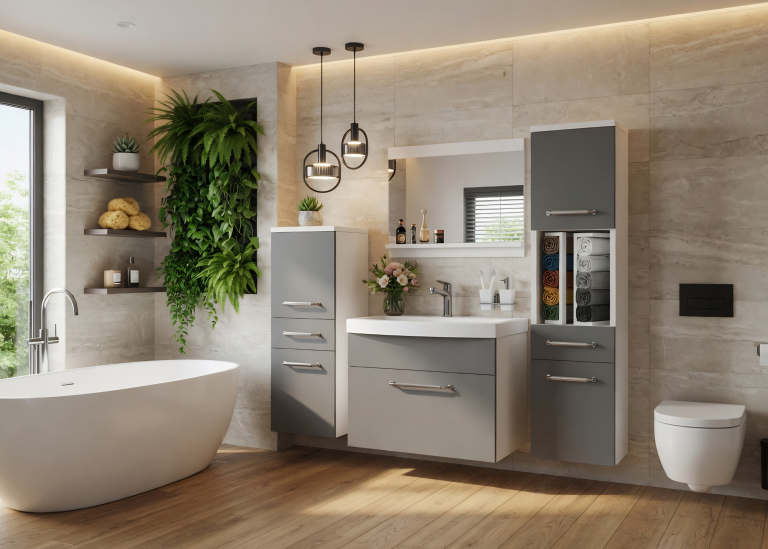 Mobile da bagno con lavabo e specchio grigio antracite grafite – Produttore ROD PRIMO M 5/0/W/SR/0/ZINC