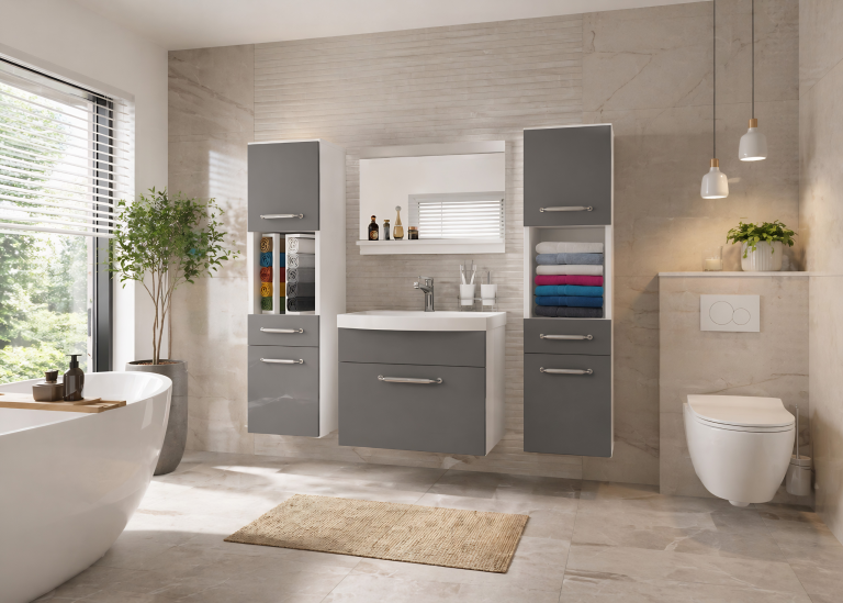 Mobile da bagno con lavabo e specchio grigio antracite grafite – Produttore ROD PRIMO M 6/0/W/SR/0/ZINC