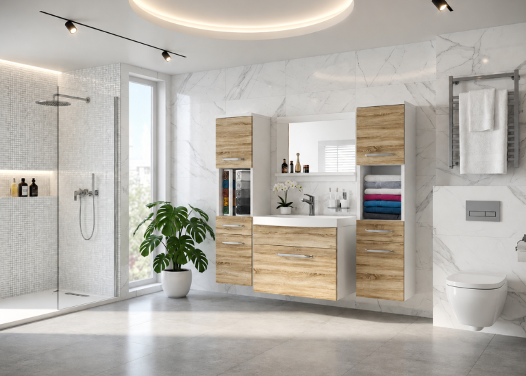 Mobile da bagno con lavabo e specchio rovere sonoma – Produttore ROD PRIMO M 6/0/W/DS/0/ZINC