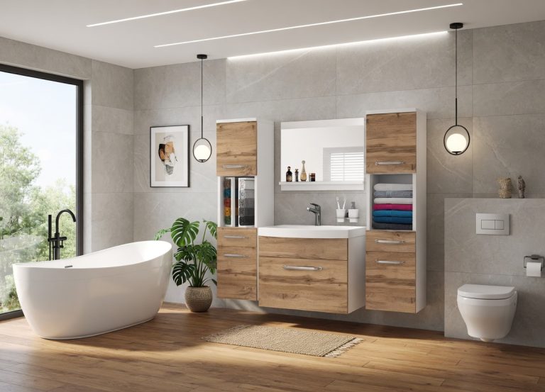 Mobile da bagno con lavabo e specchio rovere wotan / rovere sonoma – Produttore ROD PRIMO M 6/0/W/DW/0/ZINC