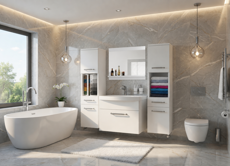 Mobile da bagno con lavabo e specchio bianco opaco – Produttore ROD PRIMO M 6/0/W/W/0/ZINC