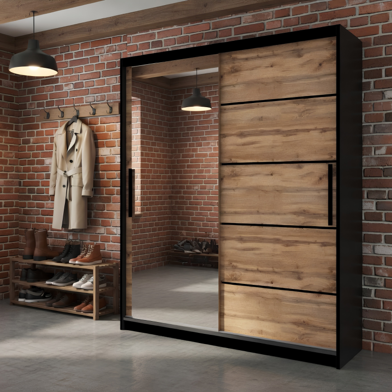 Armadio scorrevole 133 cm con specchio rovere rovere wotan rovere sonoma Produttore MZ SZP2/2/B/DW/0/BL