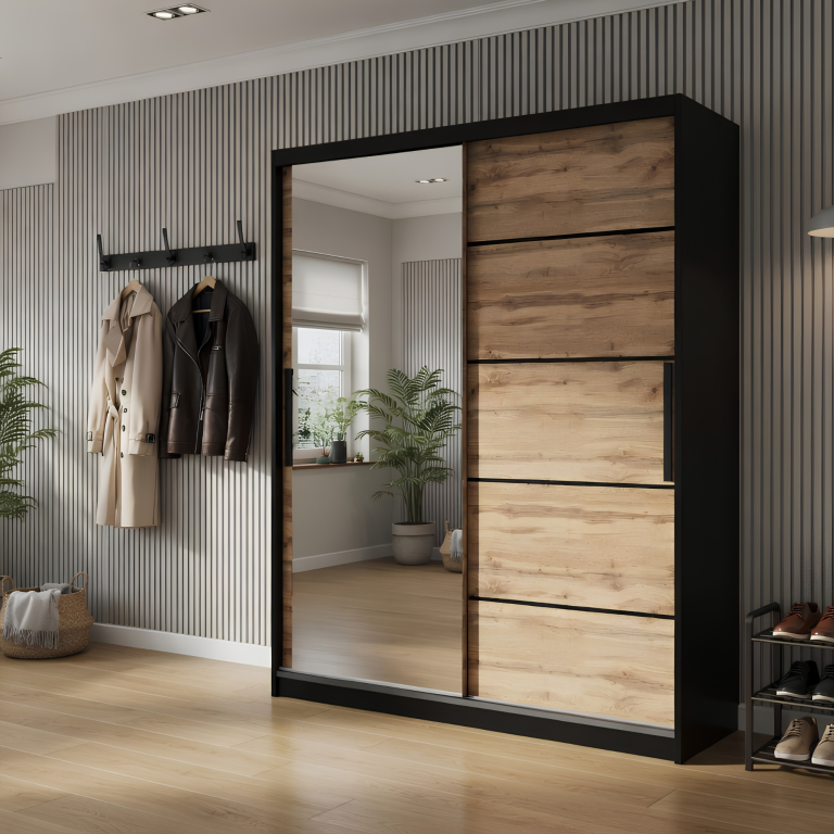 Armadio scorrevole 133 cm con specchio rovere rovere wotan rovere sonoma Produttore MZ SZP2/2/B/DW/0/BL