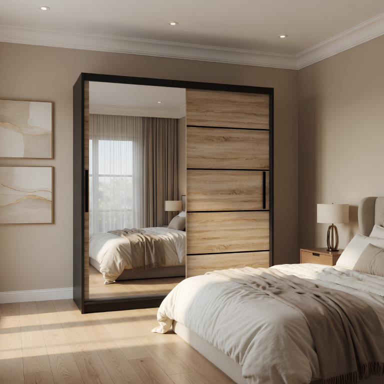 Armadio scorrevole 158 cm con specchio rovere rovere wotan rovere sonoma Produttore MZ SZP3/1/B/DS/0/BL

