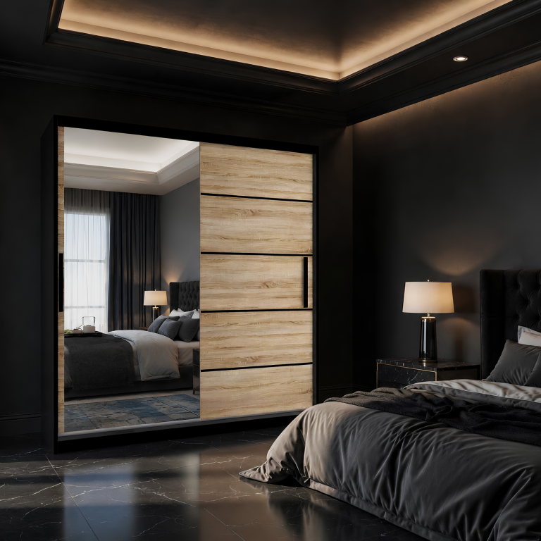 Armadio scorrevole 158 cm con specchio rovere rovere wotan rovere sonoma Produttore MZ SZP3/1/B/DS/0/BL
